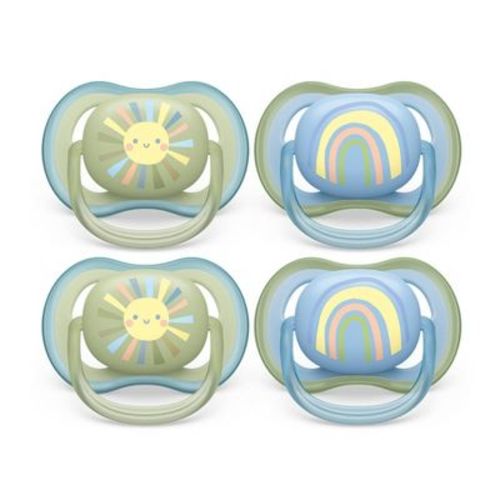 Avent Philips Ultra Air Pacifier 0-6 Months - Smiling Sun/blue Rainbow - 4pk