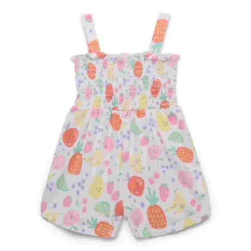 Garanimals Baby Girls Print Smocked Romper, Sizes 0M-24M
