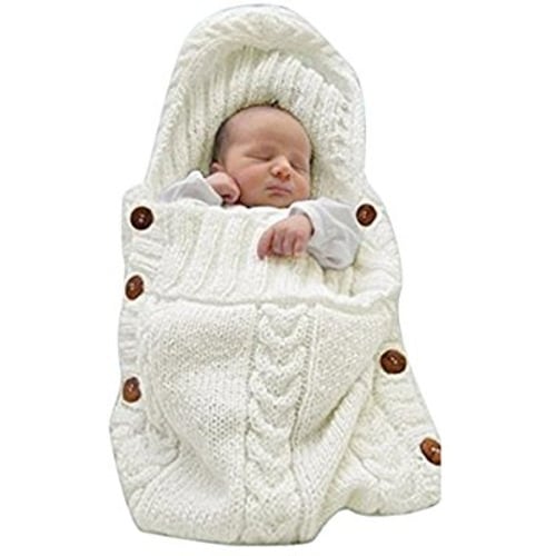 XMWEALTHY Newborn Baby Wrap Swaddle Blanket Knit Sleeping Bag Sleep Sack Stroller Wrap for Baby(Beige) (0-6 Month)