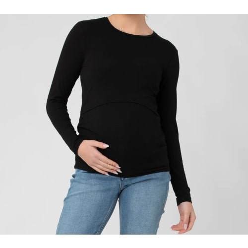 Org Cotton Nursing Top. Black