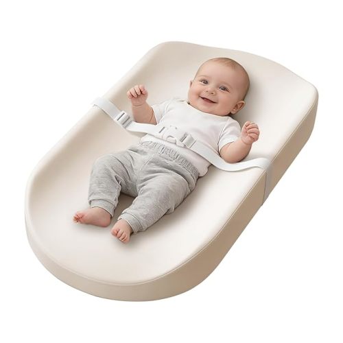 YACODAVO Baby Changing Pad with Vegan Leather Cover, Waterproof & Wipeable Changing Pad for Toddler, Flat Foam Travel Diaper Changing Pad for Dresser and Table, White