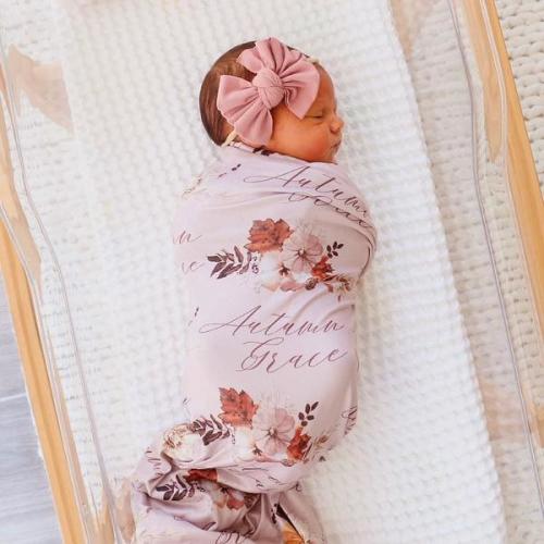 Fall Floral Personalized Swaddle Blanket | Caden Lane