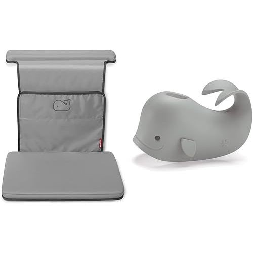 Skip Hop Baby Bath All-in-One Elbow Saver and Kneeler with Spout Cover, Moby Grey