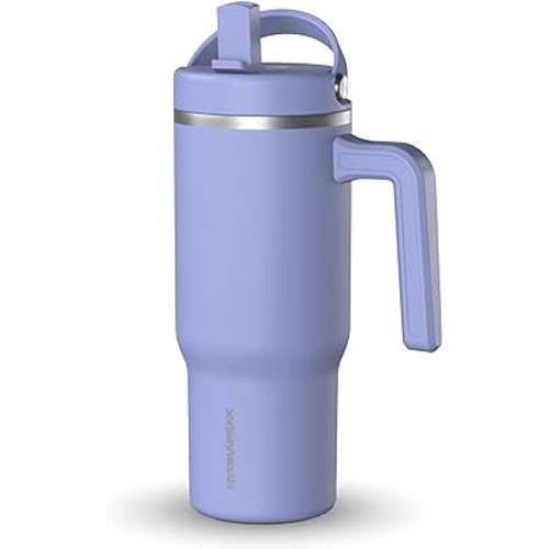 Hydrapeak Kids Voyager 18 oz Tumbler with Handle and Flip-Up Straw Lid | Spill Proof and Leak Resistant | Reusable Stainless Steel Water Bottle | Gift for Kids Boys Girls | Periwinkle