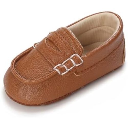 LONSOEN Baby Toddler Boys Girls Loafers Newborn Leather Moccasins Infant First Walking Dress Shoes