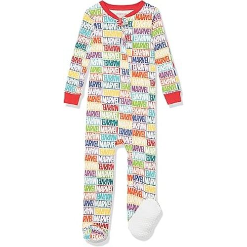 Amazon Essentials Disney | Marvel | Star Wars Unisex Babies' and Toddlers' Snug-Fit Cotton Footed Pajamas, Multipacks