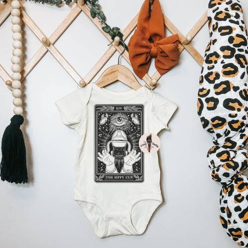 The Sippy Cup Tarot Card Bodysuit, Baby Tarot Card Bodysuit, The sippy cup bodysuit, breastfeeding tarot bodysuit, baby tarot card
