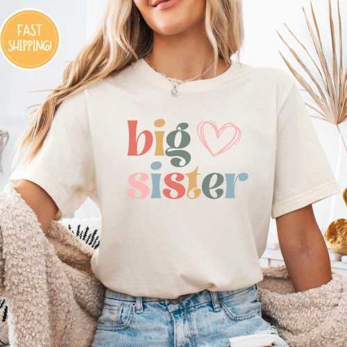 Big Sister Shirt, Baby Shower Gift, Promoted To Big Sister, Big Sister Toddler Shirt, Cute Announcement Kids Shirt, Big Sister Gift