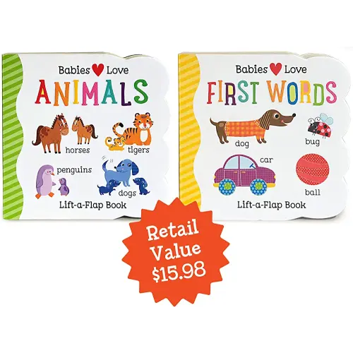 Babies Love Animals & First Words 2-pack - A Lift-a-Flap Board Book Bundle Set for Babies and Toddlers, Ages 1-4