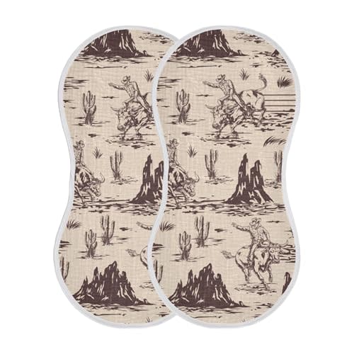 Western American Cowboy Burp Cloths Baby Boys Girls Absorbent Soft Cotton Burping Cloths Rags 2 Pack