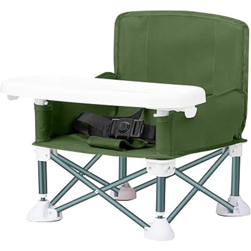 Portable Toddler Booster Seat - Easy-Fold Eating Lawn Camping Chair for Indoor and Outdoor Adventures (Army Green)