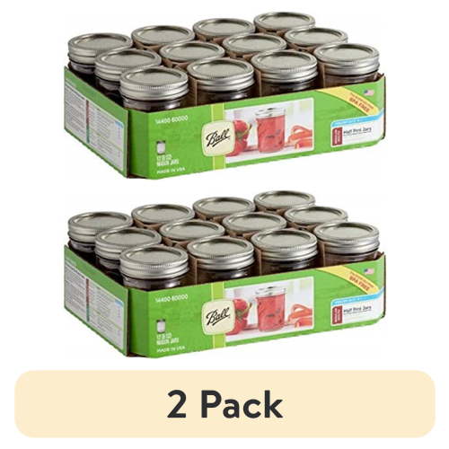(2 pack) Ball 8 oz Mason Jars Regular Mouth 12pk, Half Pint Canning Jars with Lids and Rings, Small Ball Jars for Jelly, Hot Sauce, Spreads, and Condiments