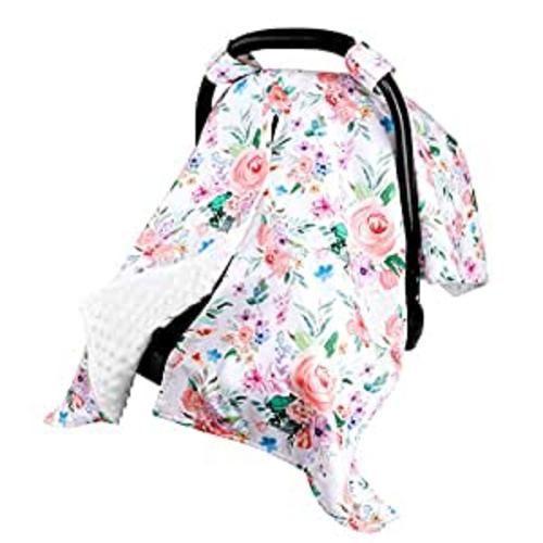 Amazon.com : Baby Car Seat Cover, Peekaboo Opening Car Seat Canopy for Baby Girls Boys, Mom Nursing Breastfeeding Covers, Minky Blanket for Infant, Pink Watercolor Flower : Baby