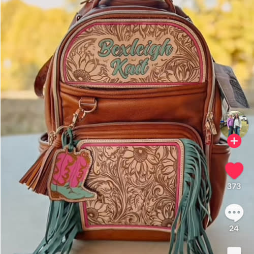 Custom Tooled Leather Western Diaper Bag