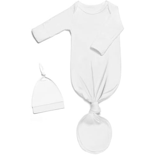 Baby Noah Newborn Knotted Gown for Boy Girls, Newborn Coming Home From Hospital Outfit, Baby Tie Gown Nightgown