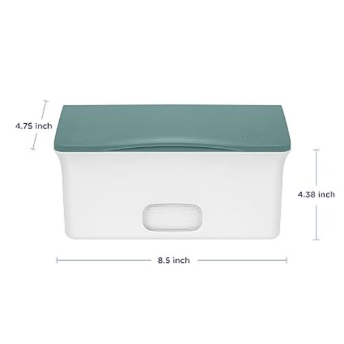 Ubbi Baby Wipes Dispenser with Weighted Plate and Secure Seal, Nursery and Baby Registry Essential to Keep Wipes Fresh, Open Water