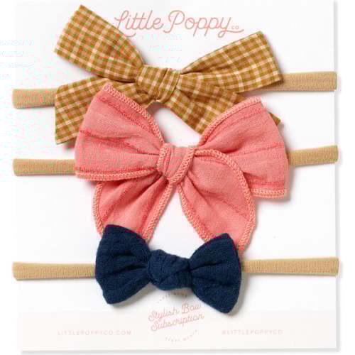 The Olivia Three Bow Mini Headband Set, Multi - Little Poppy Co. | Maisonette
