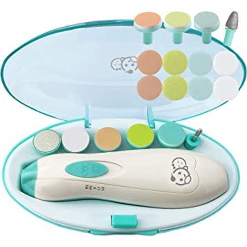 Baby Nail Clippers 20 in 1 by Royal Angels | Safe Electric Baby Nail Trimmer, Baby Nail File Kit, Additional Replacement Heads, Newborn Toddler Toes and Fingernails, Trim and Polish (Green)