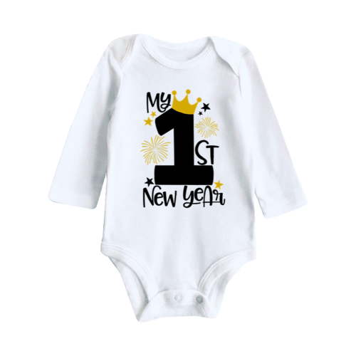 MHZLDYZ 0-3 Month Onesies My First New Year Clothes Newborn Infant Baby Boy Girl New Year Outfits Letter Print Romper Jumpsuit Outfits Set Onesies 0-3 Months Boy (White,9M)