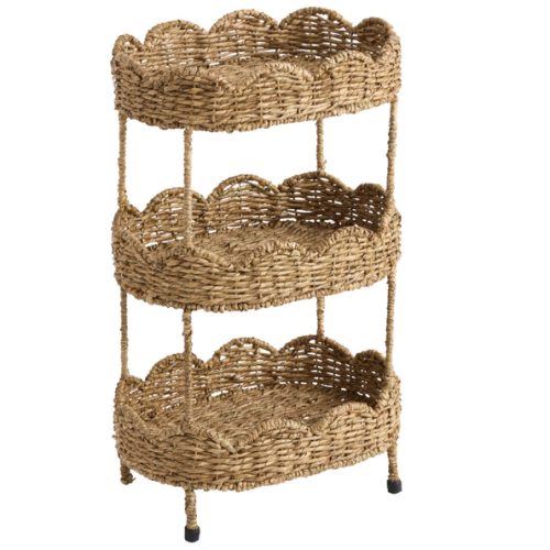 Daisy Oval Natural Seagrass Scalloped 3 Tier Storage Tower - World Market