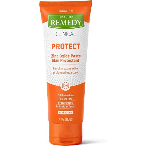 Medline Remedy Clinical Zinc Oxide Paste Skin Protectant (4 oz Tube), Vanilla Scent, Diaper Rash Cream, Incontinence Care, Wetness Protection, Paraben Free, Hypoallergenic, Adults, Children
