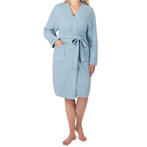 PAVILIA Premium Womens Plush Robe, Super Soft Fuzzy Bathrobe, Cozy Spa Robe with Pockets for Women (Light Blue, Large-X-Large)
