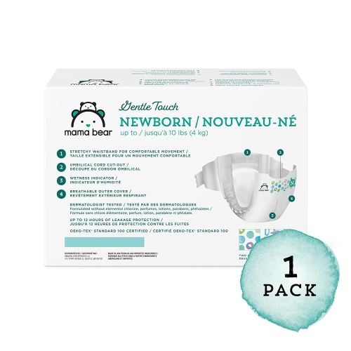 Amazon Brand - Mama Bear Gentle Touch Diapers, Size Newborn, 120 Count (4 packs of 30)