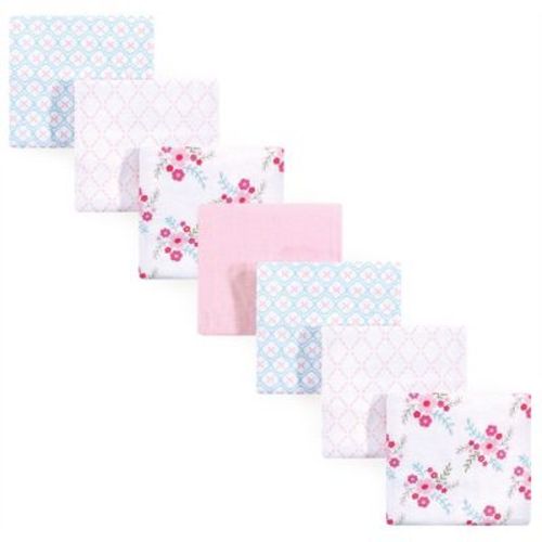 Luvable Friends Baby Girl Cotton Flannel Receiving Blankets, Floral 7-Pack, One Size