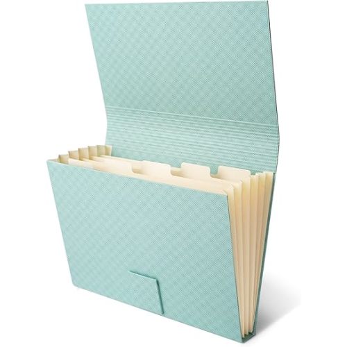 Blue Lake ECOLIFE Hardcover 6 Pockets Recyclable Paper Expanding File Document Folder, Plastic Free A4 Letter Size: Earth-Friendly, Cute Accordian File Organizer 450 Sheet for School, Office, Home