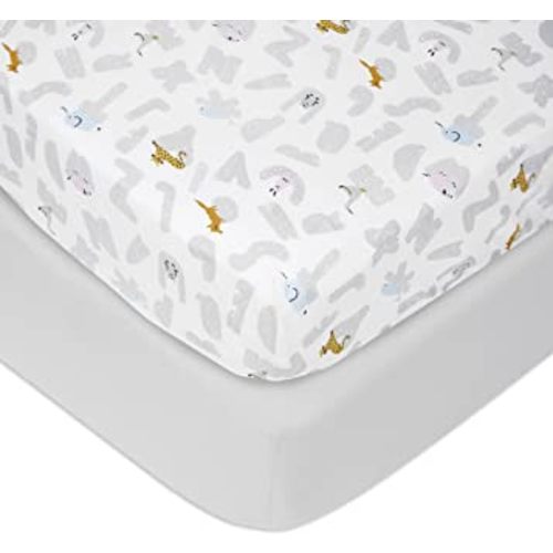 Amazon.com: aden + anais Essentials Classic Poplin Crib Sheets, 100% Cotton Fitted Sheet, Standard Crib Mattress Topper for Baby Boys and Girls, 2 Pack, Alphabet Animals : Baby