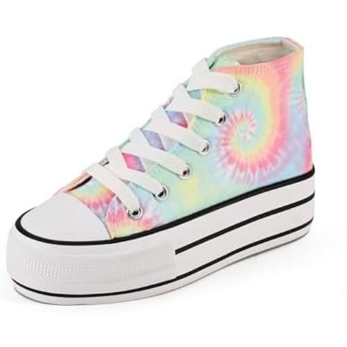 JUDIS Girls’ Platform Canvas Shoes Lace-up Fashion Sneakers Low Top and High Top Casual Shoes for Girls