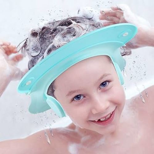 Baby Shower Cap Baby Hair Washing Bath Cap Safe Silicone Protection Bath Cap Soft Adjustable Visor Hat for Protector Head Eye Ear Shampoo Caps for Toddler Baby Kids Children