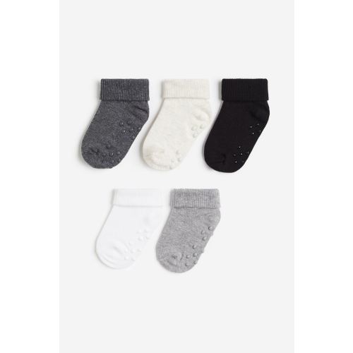 5-pack Non-slip Socks Size- 1-2.5 Dark gray/gray melange