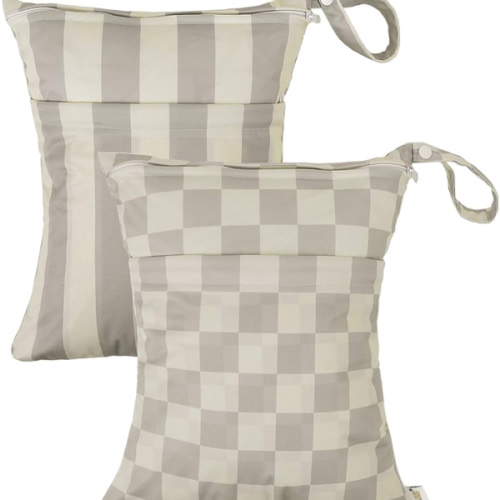 ALVA ALVABABY 2pcs Cloth Diaper Wet Dry Bags Waterproof Reusable with Two Zippered Pockets Travel Beach Pool Daycare Soiled Baby Items Yoga Gym Bag for Swimsuits or Wet Clothes LZ8485