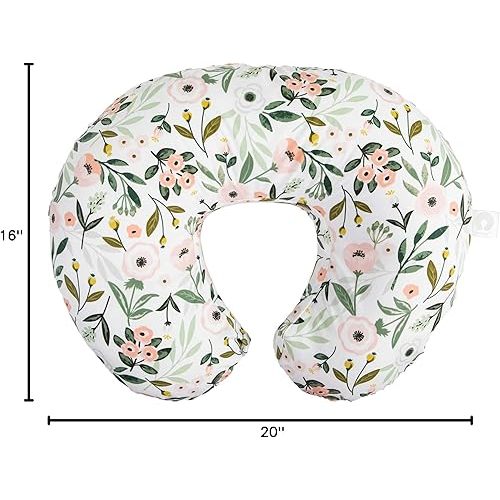 Boppy Original Nursing Pillow, Pink Garden, Ergonomic Nursing Essentials for Bottle and Breastfeeding, Firm Fiber Fill, with Removable Pillow Cover