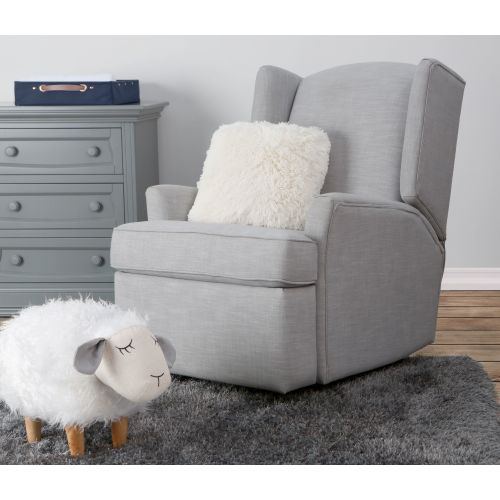 Second Story Home Hemingway Upholstered Wingback Swivel Gliding Recliner- Gray