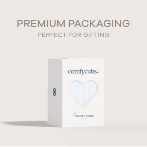 Muslin Cotton Baby Bibs, 4 Pack, Adjustable Size with Easy Snaps, Soft and Super Absorbent, Washable and Reusable By Comfy Cubs