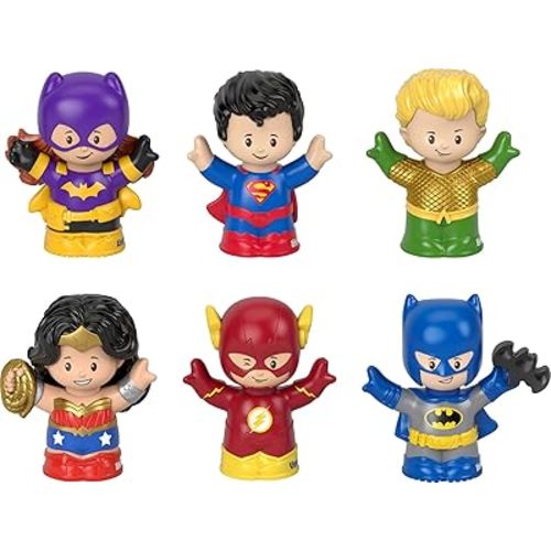 Fisher-Price Little People Toddler Toys DC Super Friends Crime-Fighting Figure Pack Set of 6 Characters for Pretend Play Ages 18+ Months