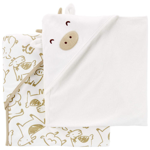 White/Brown Baby 2-Pack Hooded Baby Towels | Carter’s Oshkosh Canada