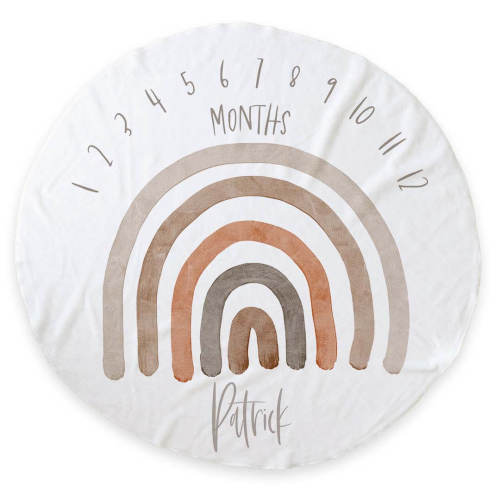 Personalized Round Milestone Blanket | Neutral Rainbow