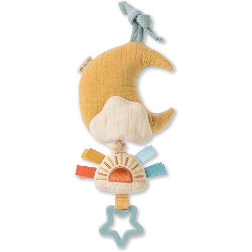 Itzy Ritzy – Musical Pull-Down Toy - Bitzy Notes Baby Musical Toy Attaches to Car Seat, Play Gym, or Stroller & Plays a Soothing Melody, Infant Toy for Ages 0 Months and Up (Moon)