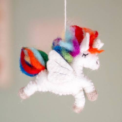 Felt rainbow unicorn Ornament/ Waldorf Unicorn / Plush unicorn-unicorn /felt ornament / Fair Trade ornament unicorn nursery /baby unicorn