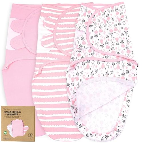 Bublo Baby Organic Zipper Swaddle Sleep Sacks – 3-Pack Swaddles for Newborns 0-3 Months, Adjustable & Breathable Infant Sleep Sack, Easy Diaper Change Swaddling Blanket for Baby Girls & Boys