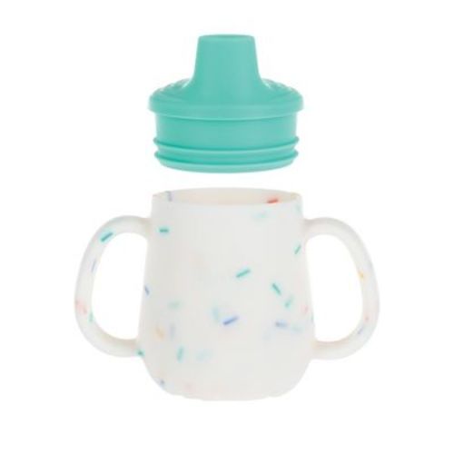 Nuby 2oz 2 Handle Silicone Sippy Cup With Spout Lid - Confetti Neutral