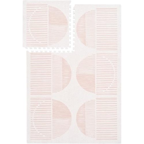 Premium Exercise & Baby Foam Play Mats - Stylish & Large Non-Toxic Odorless Floor Mat - 6 Tiles - Spacious 6ft x 4ft - Peel-Resistant Reinforced - Soft Thick, Waterproof - Cream Pink