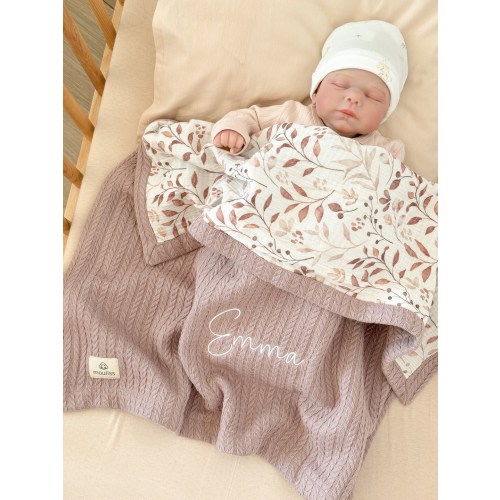 Waffle baby blanket Personalised baby wrap Organic Swaddle blanket baby muslin blanket Custom baby blanket Floral blanket made to order