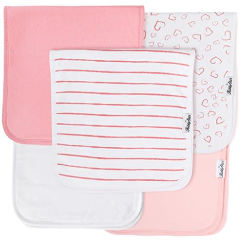KiddyStar Premium 5-Pack Large Organic Cotton Burp Cloths – 3 Layers, Ultra Soft & Absorbent Burping Towel for Newborn Babies