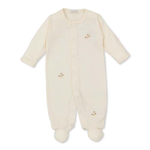 Bee Hive Yellow Stripe Embroidered Footie