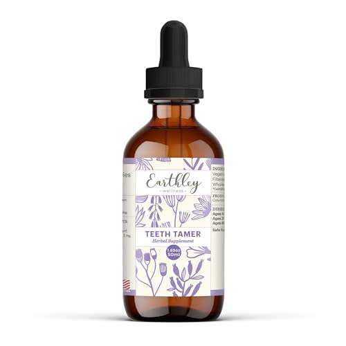 Earthley Wellness, Teeth Tamer, Natural Teething Relief, Soothes Drooling and Irritability Due to Teething or Toothaches, Pure, Organic Ingredients, Improved Label (1.69 oz)