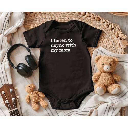 I Listen To NSYNC With My Mom Baby Onesie®, NSYNC Baby Shirt, Pop Music Baby Shower Idea, Baby Onesie® Boys Summer, 90's Baby Shower Gift